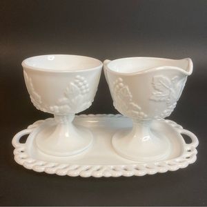 Indiana milk glass sugar and creamer